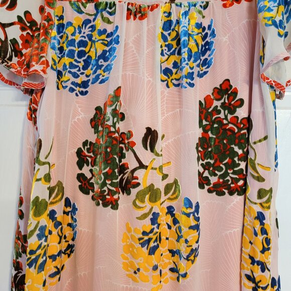 Anthropologie Maeve Flower Market Silk Velvet Swing Dress - Picture 5 of 8